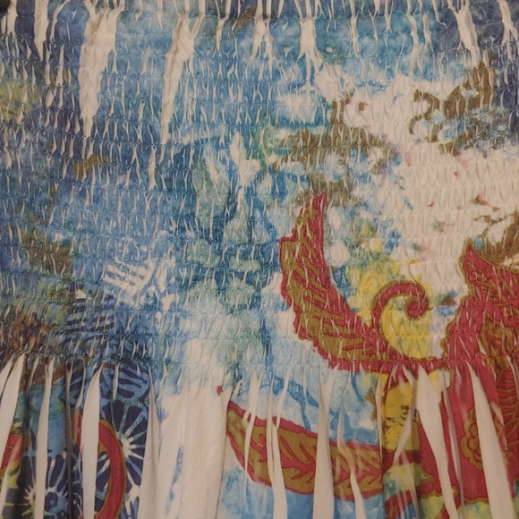 Womens DNLA SPORT Dress Smocked Strapless Floral Beach Vacation Resort SZ Large - Picture 3 of 8